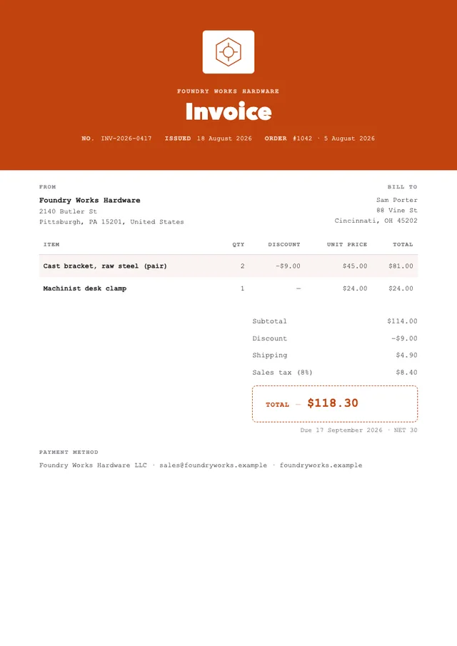 Foundry Works invoice template